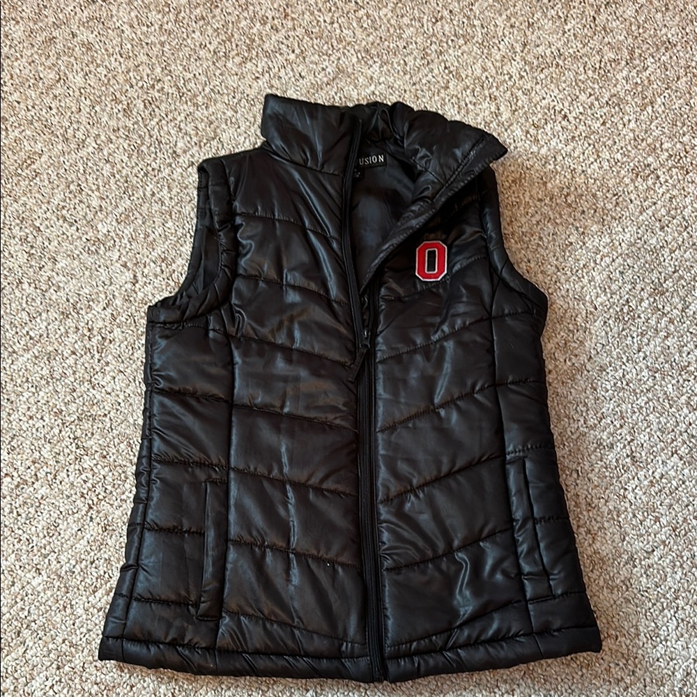 Black Quilted Vest with Ohio State Logo